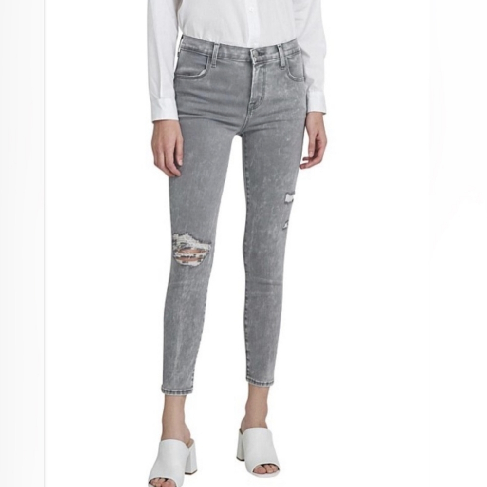 J Brand. Woman's Alana Allure Destruct Grey Jeans. Size 29.